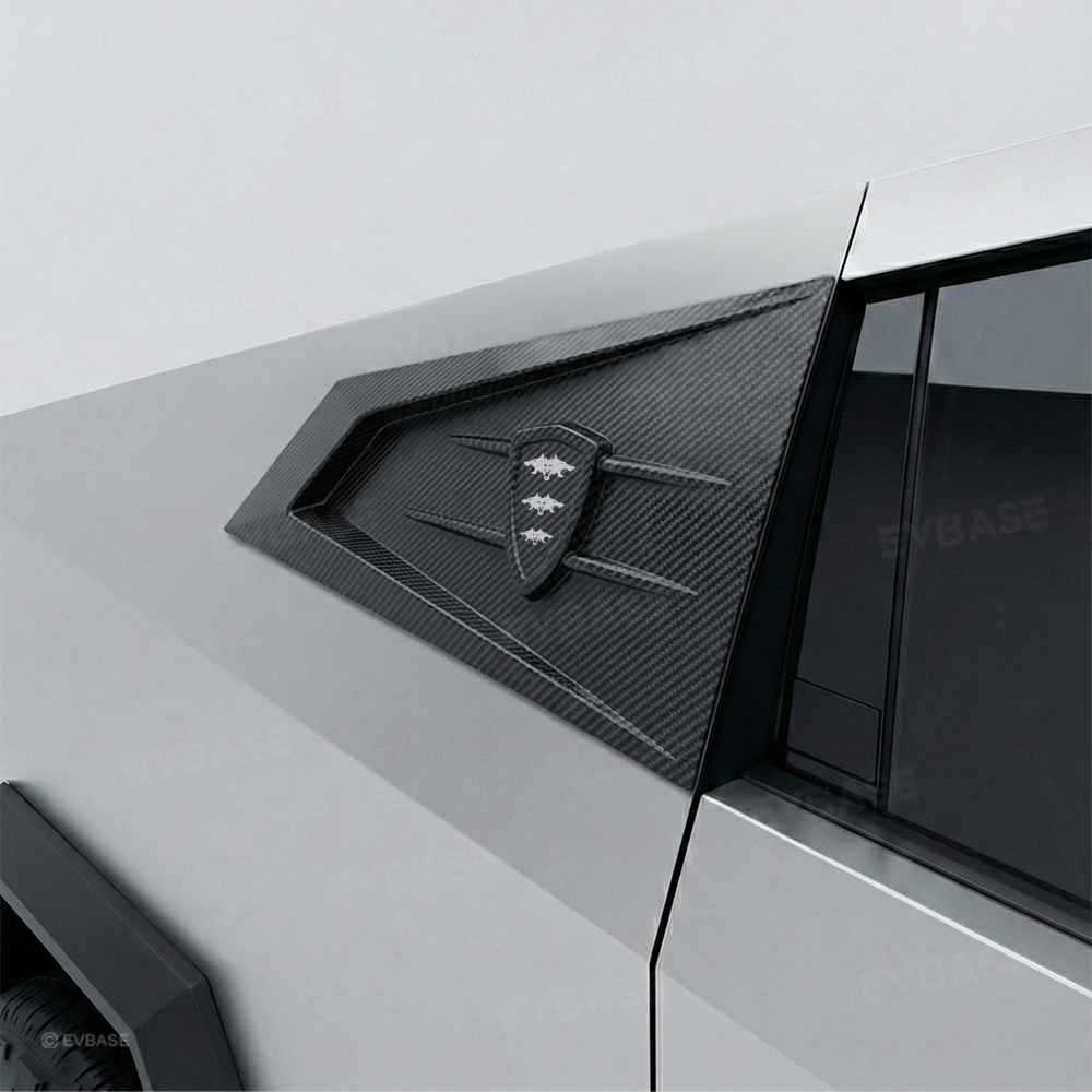 Cybertruck C-Pillar Louver Covers Rear Side Window Futuristic Tactical Overlay ABS Exterior Trim