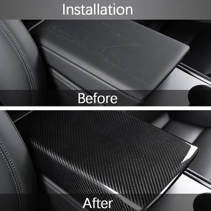 Model Y 3 Carbon Fiber Interior Accessories Central Control Armrest Box Cover for Tesla