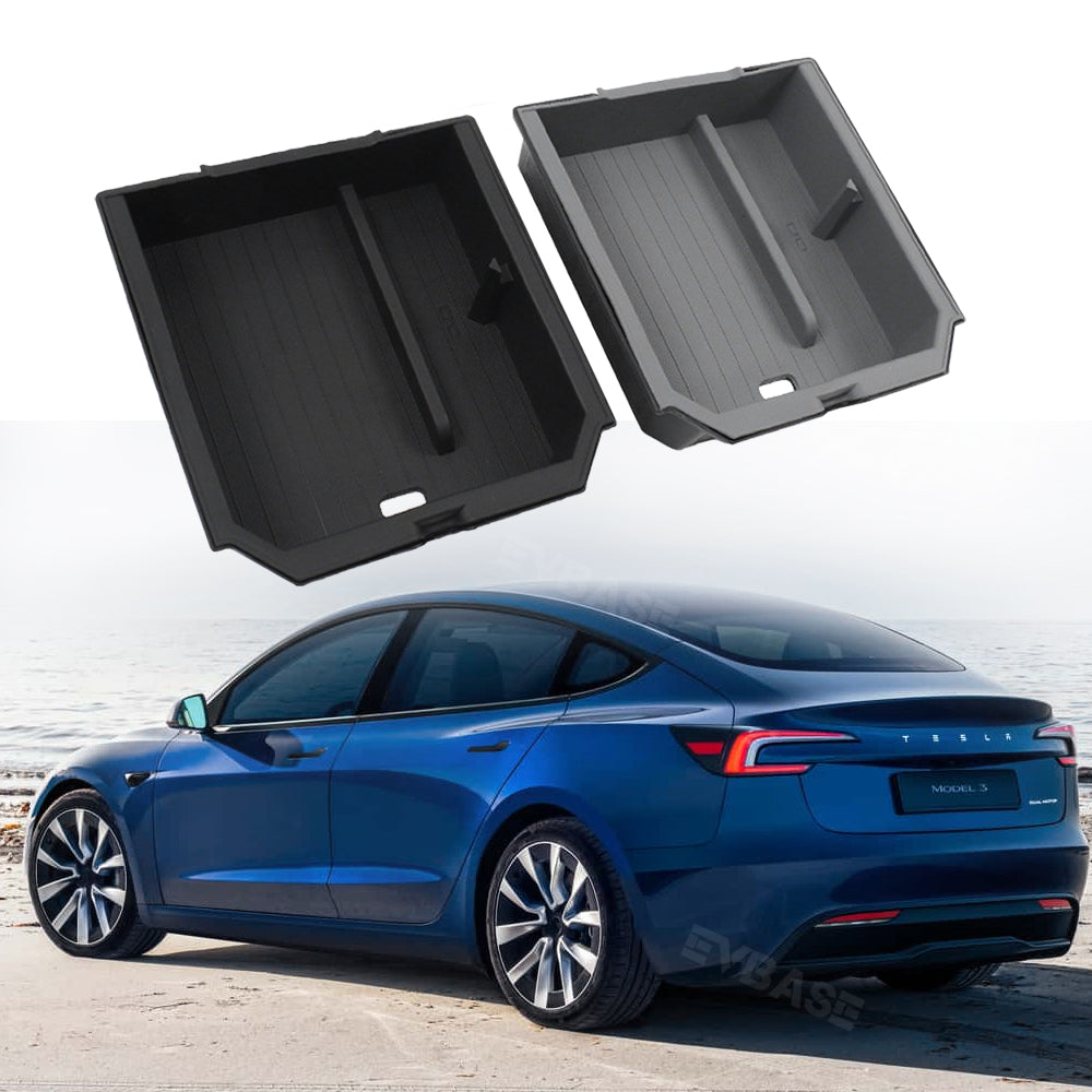 EVBASE Tesla Model 3 Highland Center Console Organizer Double Layer Storage Box Waterproof Silicone Liner