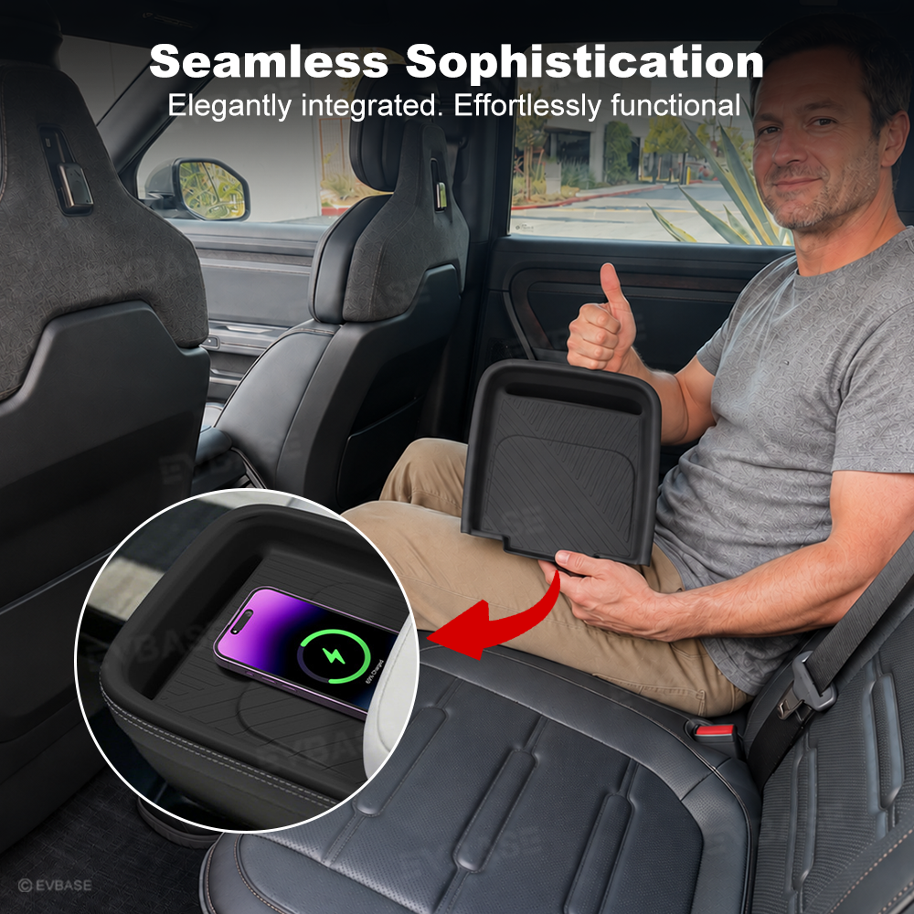 Center Console Wireless Charging Pad Liner for Rivian R2 Silicone Non-Slip Waterproof Protective Mat Phone Charging Area Liner