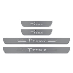 EVBASE Tesla Model 3 Y X S Door Sill Protector with LED Light 4 Pcs