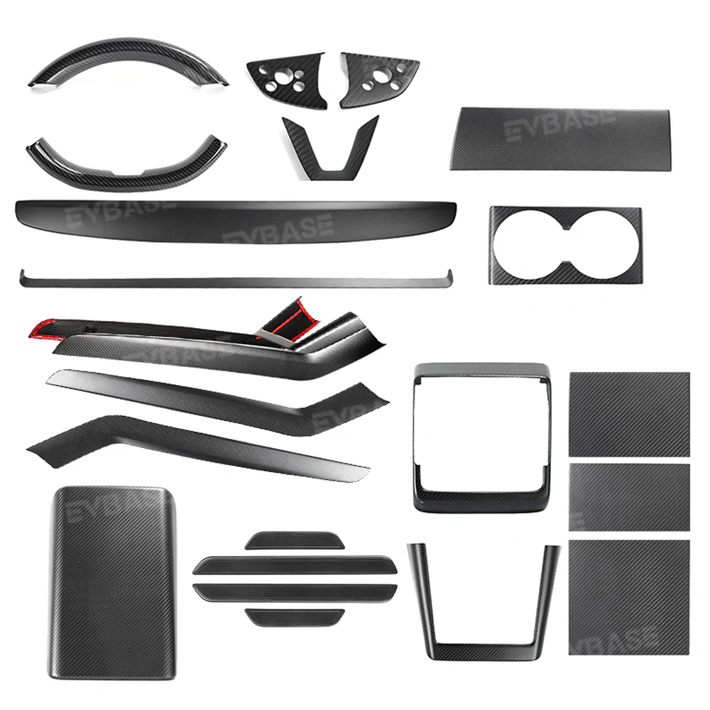 Tesla Model Y Juniper Real Carbon Fiber Upgrade Kit Full Interior Protection Cover Trim Overlay