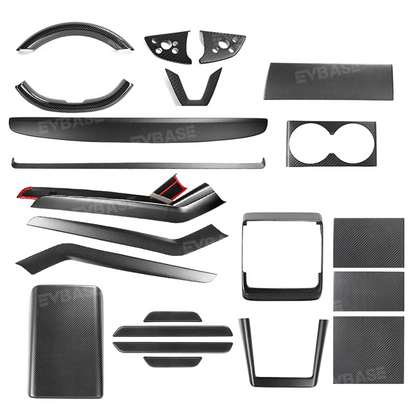 Tesla Model Y Juniper Real Carbon Fiber Upgrade Kit Full Interior Protection Cover Trim Overlay