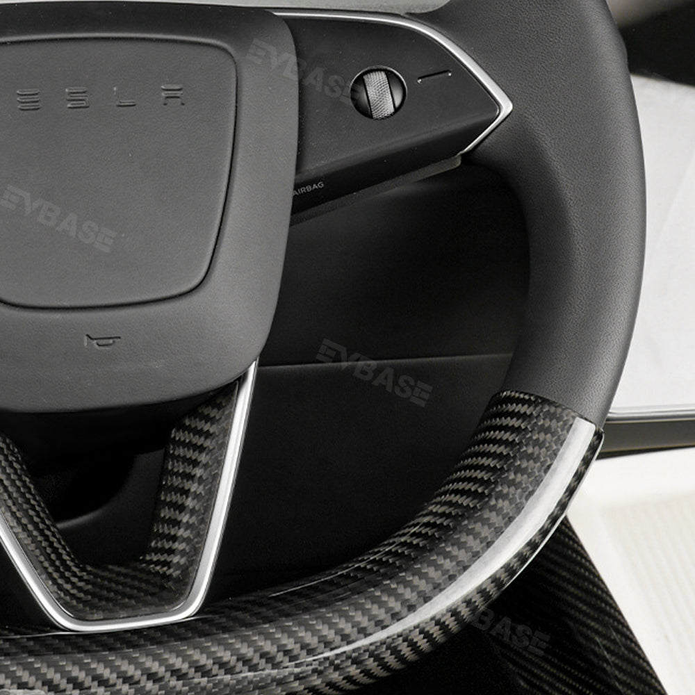 Model Y Juniper Steering Wheel Covers Real Carbon Fiber Grip Upper Lower Parts Overlay for Tesla