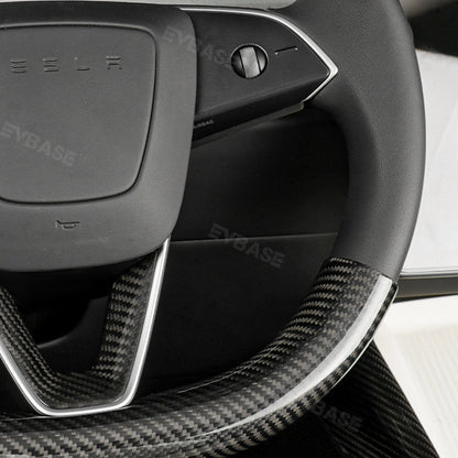 Model Y Juniper Steering Wheel Covers Real Carbon Fiber Grip Upper Lower Parts Overlay for Tesla