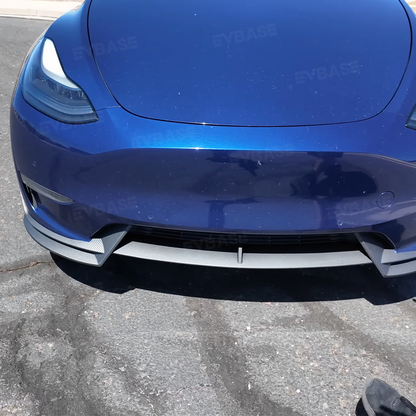 EVBASE Tesla Model Y Front Bumper Lip Fascia Front Lip Spoiler ABS Sport Body Kit Front Apron Model 3