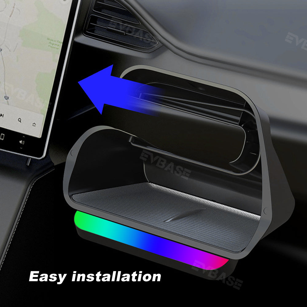 Model 3/Y/ 3 Highland Under Screen Storage Tray With LED Ambient Light Center Console Organizer Box for Tesla
