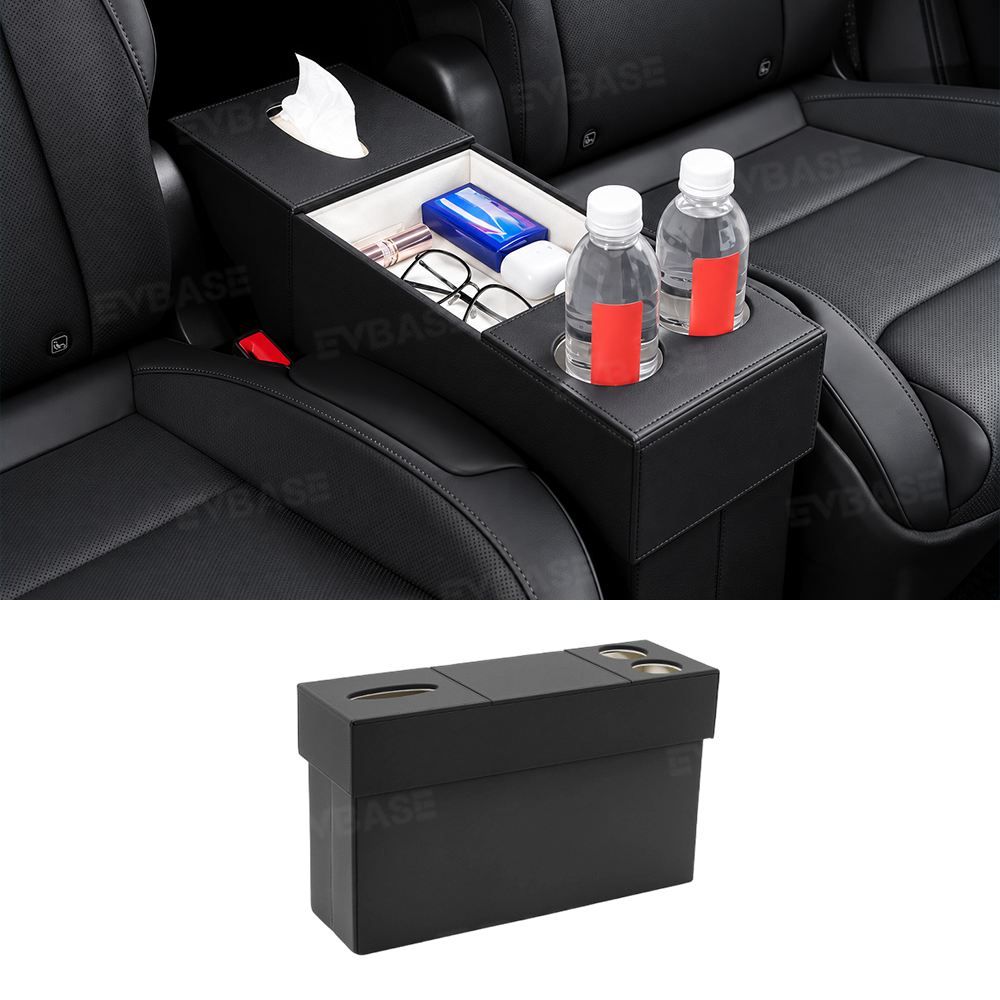 Model Y L Second-Row Center Aisle Storage Organizer Double-Layer Storage Box with Cup Holders