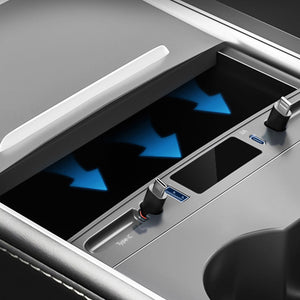 EVBASE 2023 Neues Tesla Model 3 Y Mittelkonsole USB C Multiport HUB-Adapter mit einziehbarem Datenkabel