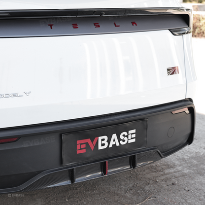 Model Y Juniper Rear Diffuser Real Carbon Fiber Bumper Lip Sport Style Red Trim for Tesla