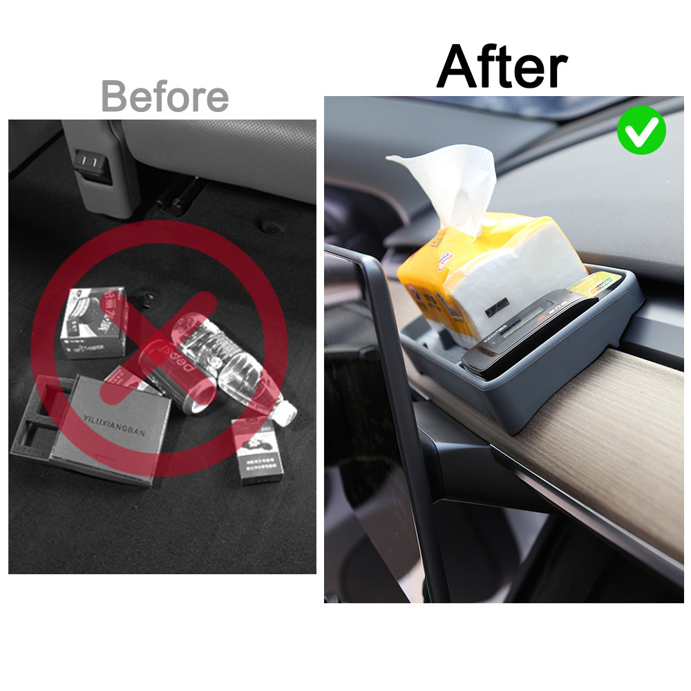 EVBASE Storage Box Under The Screen Dashboard Storage Tray For Tesla Model 3 Y