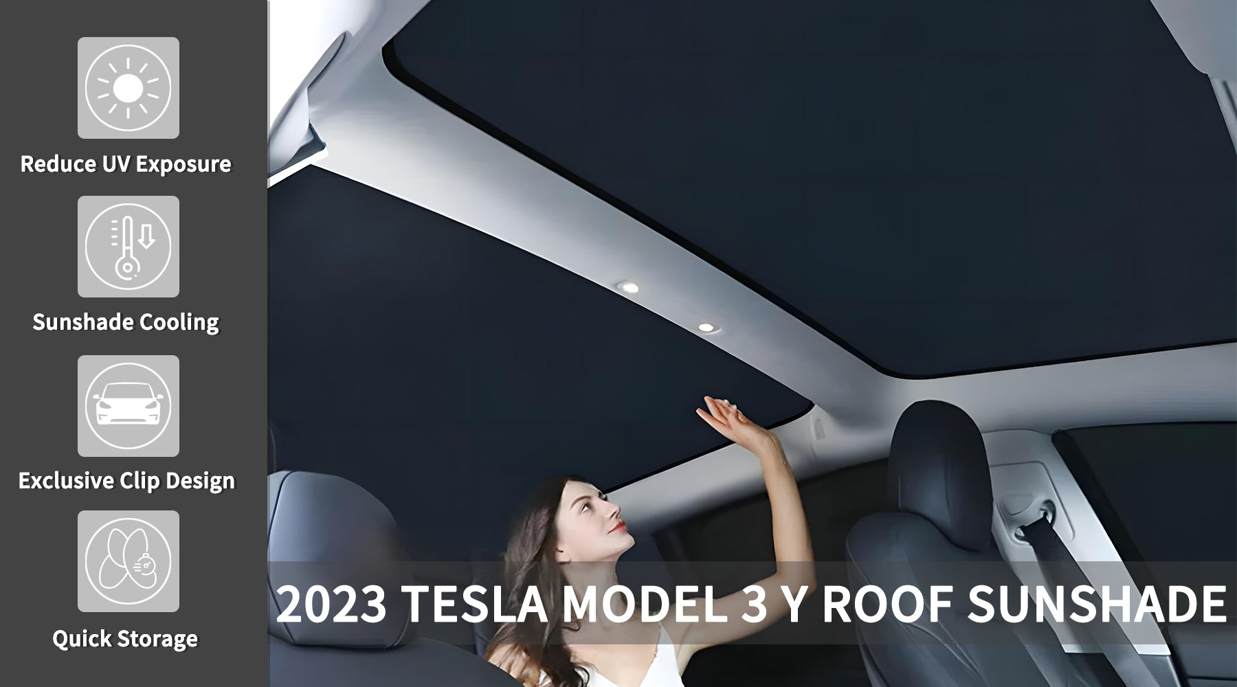 EVBASE Tesla Model 3 Y Roof Sunshade 2023 New Upgrade Glass Roof