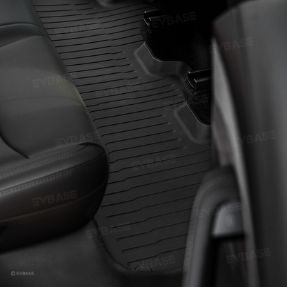 Model Y Juniper Floor Mats All Weather Waterproof Non-Slip TPU Floor Liners with Silver Pedal Accent