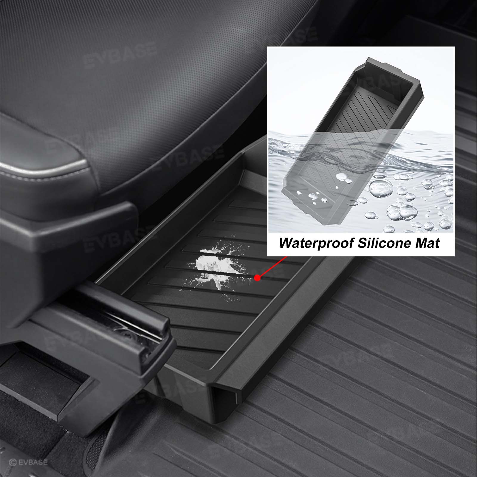 Cybertruck Front Under Seat Storage Box Hidden Non-Slip Organizer Tray