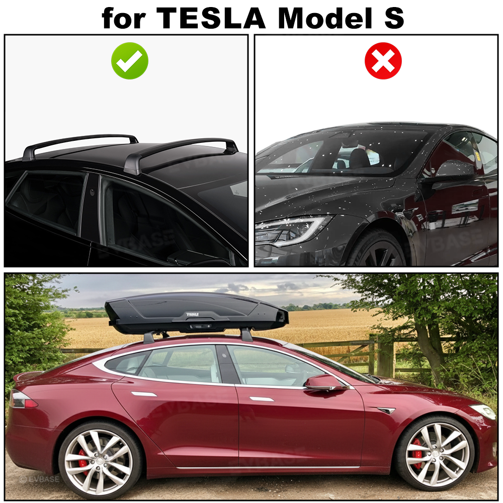 Model S Roof Rack Lockable Cross Bars OEM-Style Aluminum Alloy Luggage Cargo Carrier for Tesla