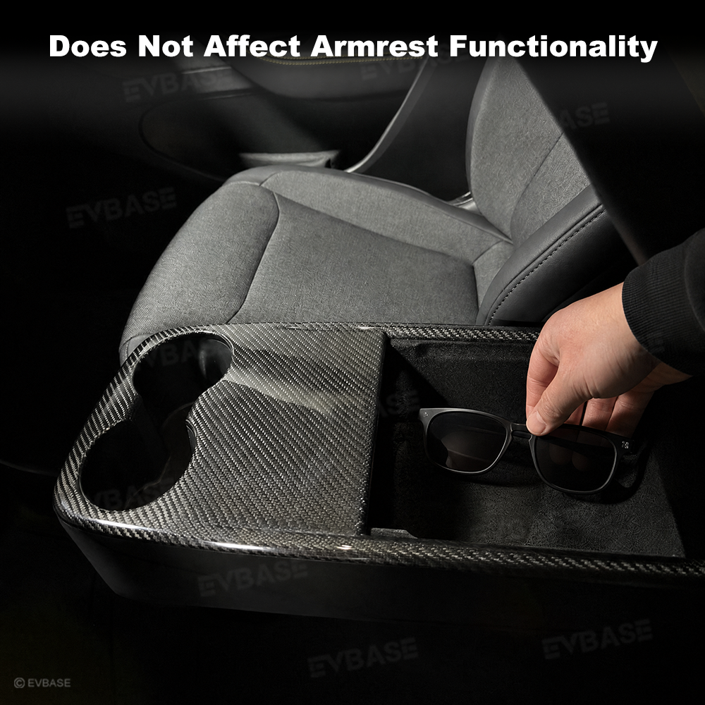 Model Y Juniper Standard Real Carbon Fiber Center Console Cup Holder Trim Cover Interior Protection Trim Panel