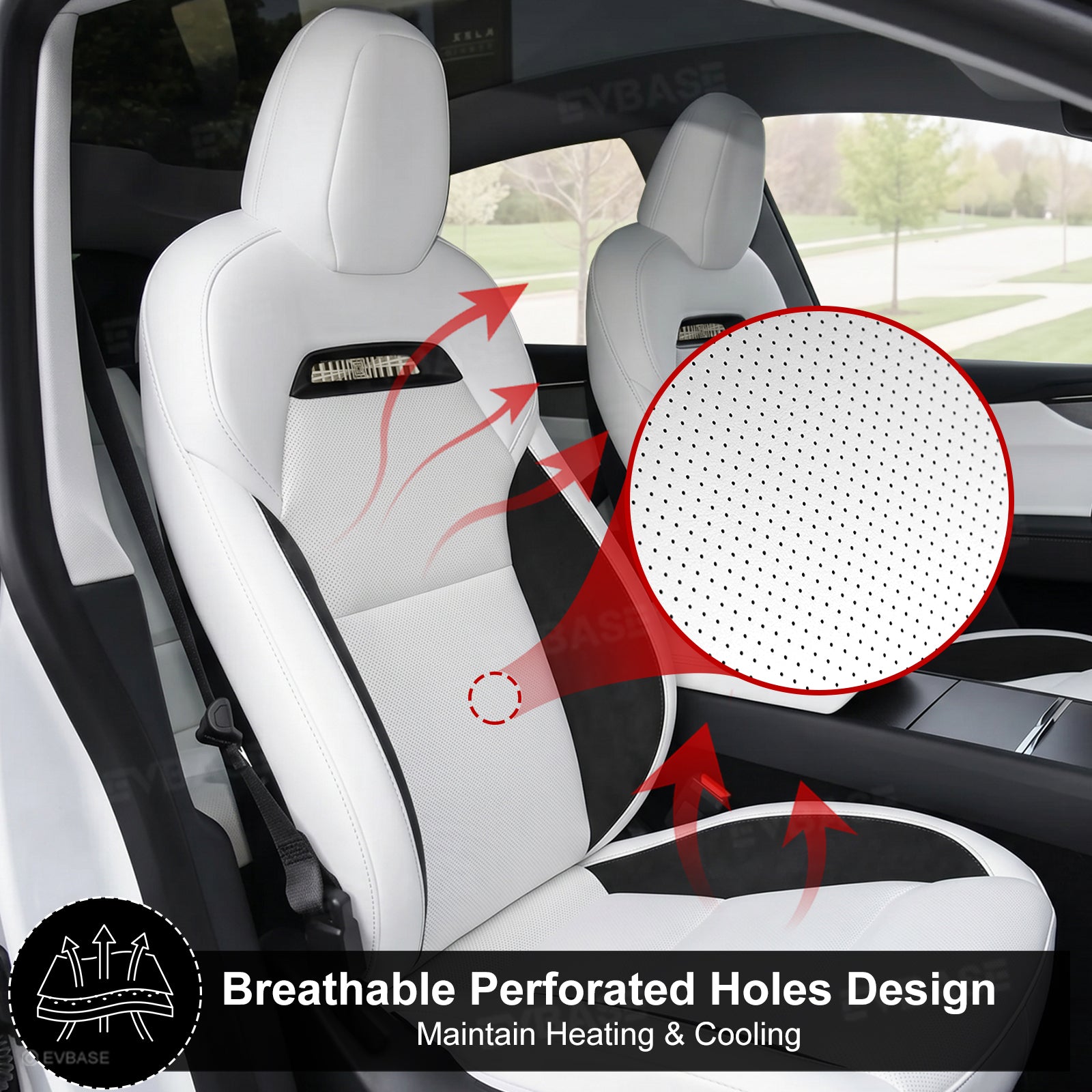 Model Y Juniper Seat Covers Plaid Sports Style Seat Protector Nappa Leather Full Set Airbag Compatible