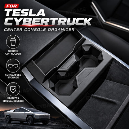 Cybertruck Center Console Cup Holder Insert 2.0 Silicone Cup Holder Drink Organizer with Glasses Holder