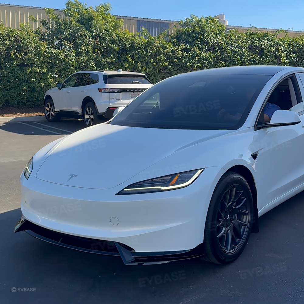 EVBASE Tesla Model Y Front Bumper Lip Fascia Front Lip Spoiler ABS Sport Body Kit Front Apron Model 3