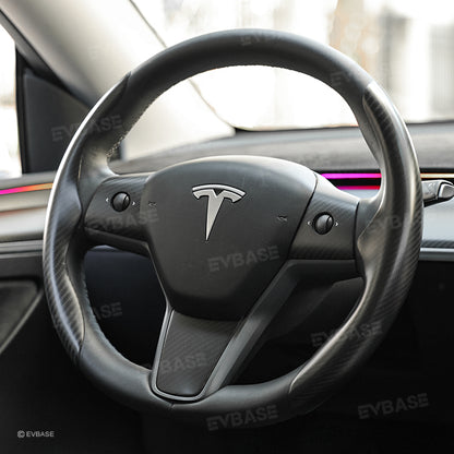 Tesla Model 3 Matte Carbon Fiber ABS steering wheel patch Cover Trim 3 Tesla Model 3 Matte Carbon Fiber ABS steering wheel patch Cover Trim 3