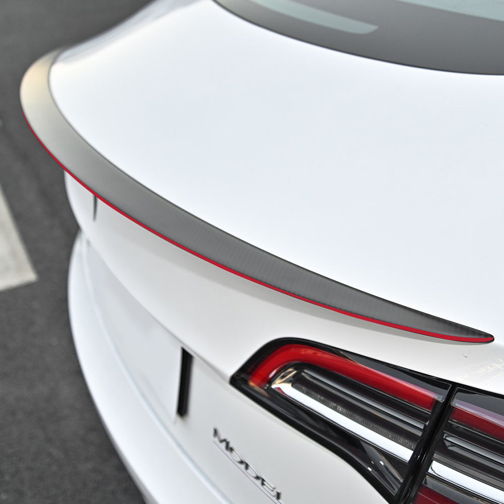 EVBASE Tesla Red Real Carbon Fiber Spoiler Wing for Model 3 Y -  EVBASE-Premium EV&Tesla Accessories