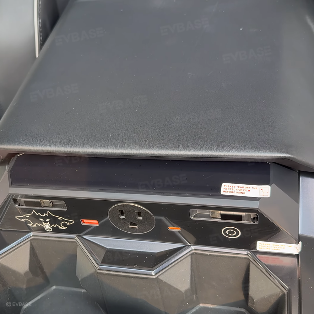 Cybertruck Center Console Multi-Port USB Charging Hub 2.0 with Retractable Cables & 110V AC Outlet (30W PD/QC3.0 Fast Phone Charge)