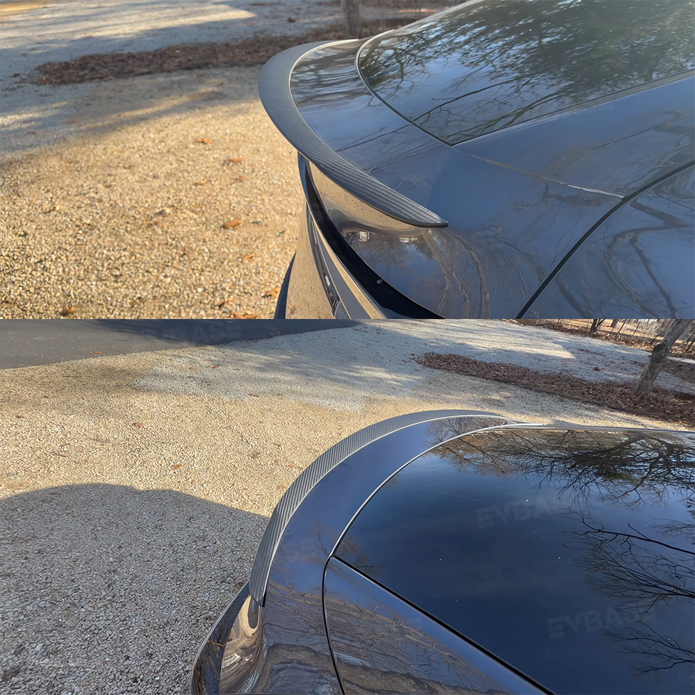 Tesla Model Y Spoiler Wing Dry Real Carbon Fiber OEM Style Inspired By Model 3 Performance Rear Splitter