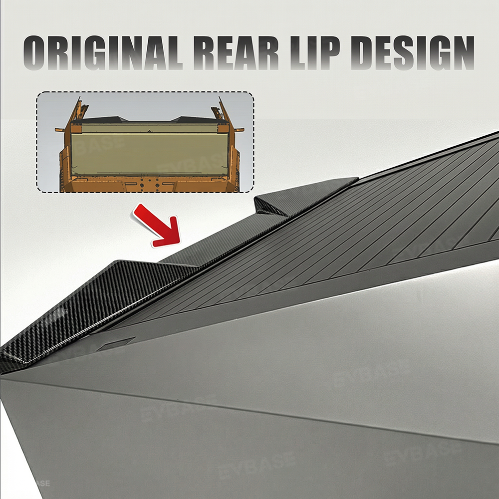 Cybertruck Rear Spoiler Real Dry Molded Carbon Fiber Tailgate Lip Spoiler Aerodynamic Upgrade