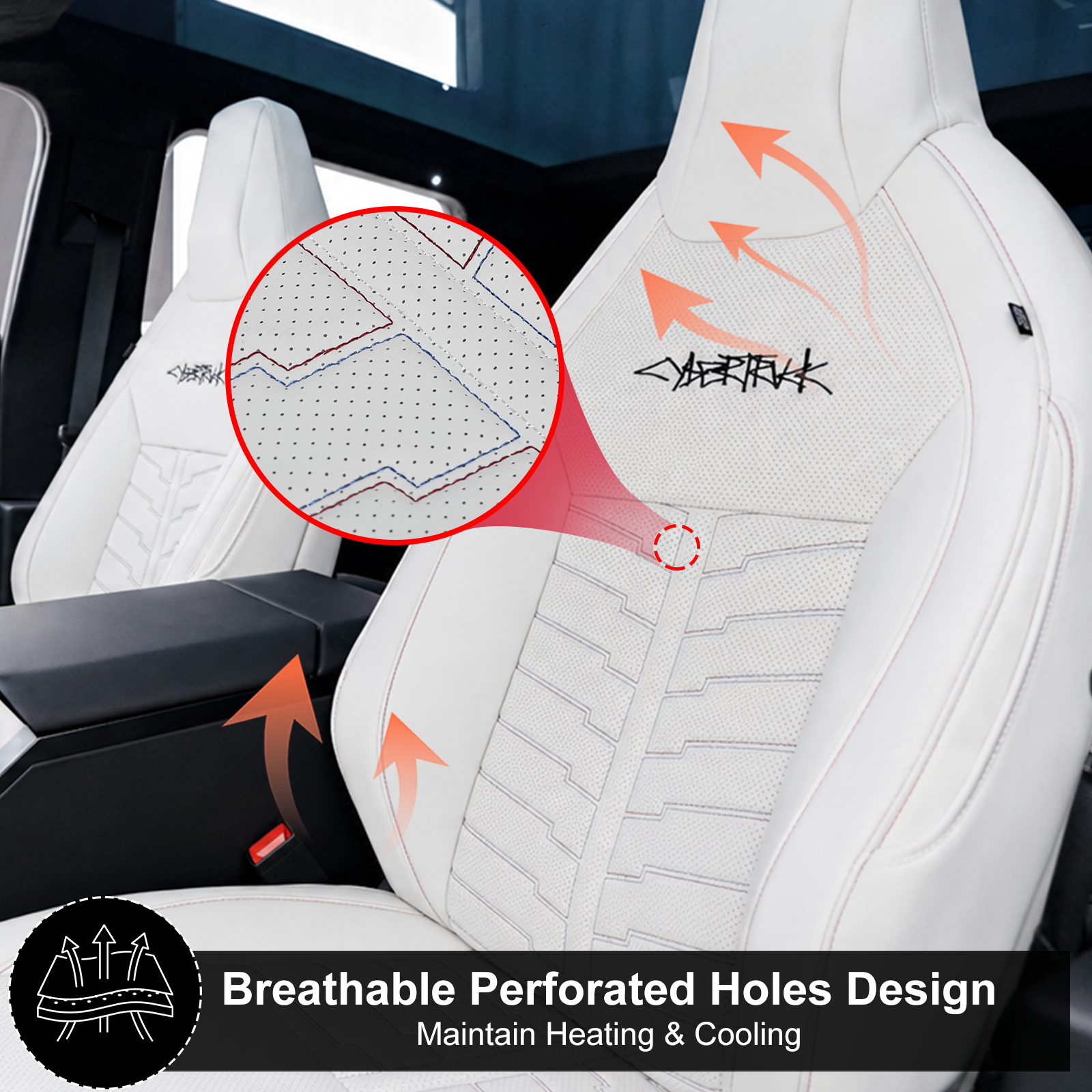 Cybertruck Seat Covers Futuristic Armor-Style Seat Protector Premium NAPPA Leather Interior Upgrade