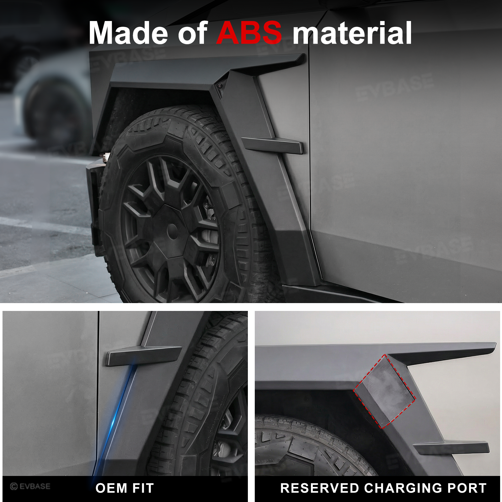 Cybertruck Armor Fender Flares Cover Off-Road Protection ABS Front & Rear Wheel Arches Eyebrow Protector Trim