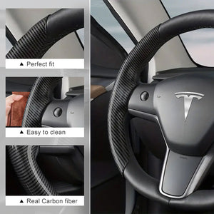 Telsa Model 3 Y Real Carbon Fiber Steering Wheel Cover Tesla Accessories