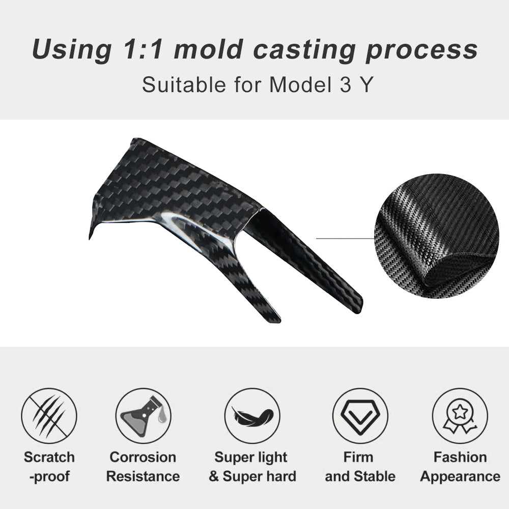 Model Y 3 Carbon Fiber Interior Accessories Dashboard Side Cover for Tesla