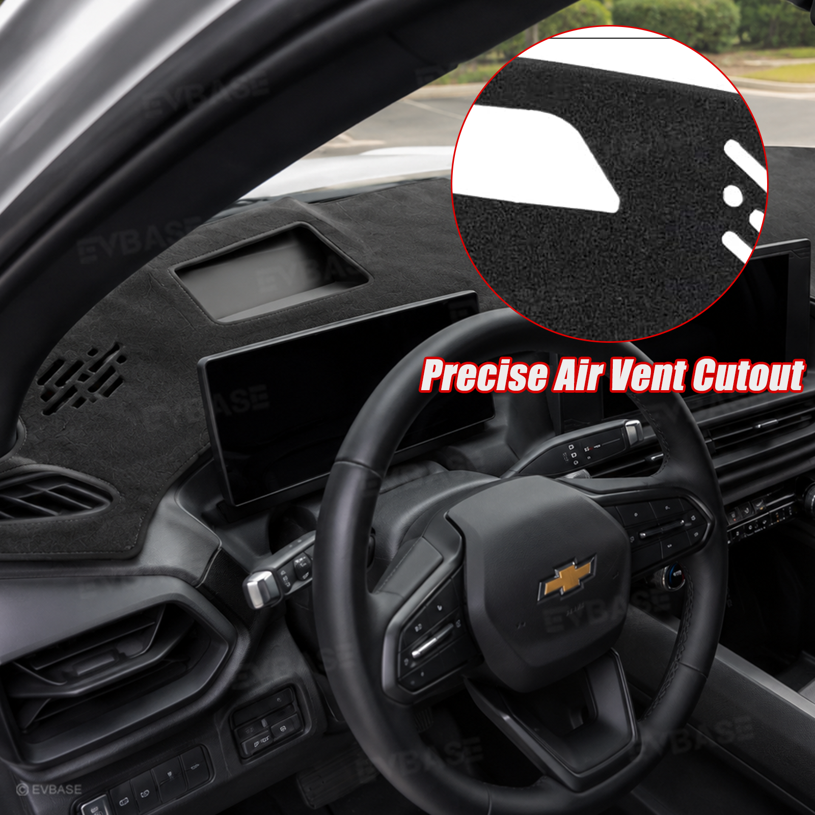 Dash Cover for Silverado EV Suede Dashboard Mat Non-Slip Carpet Sunshield Glare UV Rays Protector