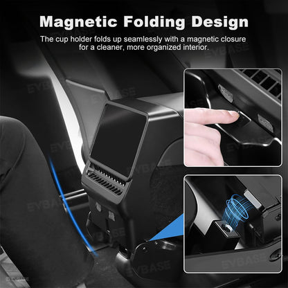 Model Y Juniper/ 3 Highland Backseat Screen Display Overlay with Hidden Folding Cup Holder