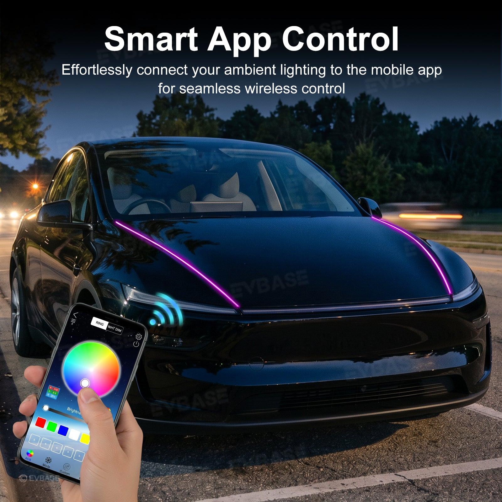 Model Y Juniper /3 Highland Front Hood RGB Ambient Lighting LED Light Strip with Smart App Control
