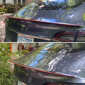 EVBASE Tesla Red Real Carbon Fiber Spoiler Wing for Model 3/Y