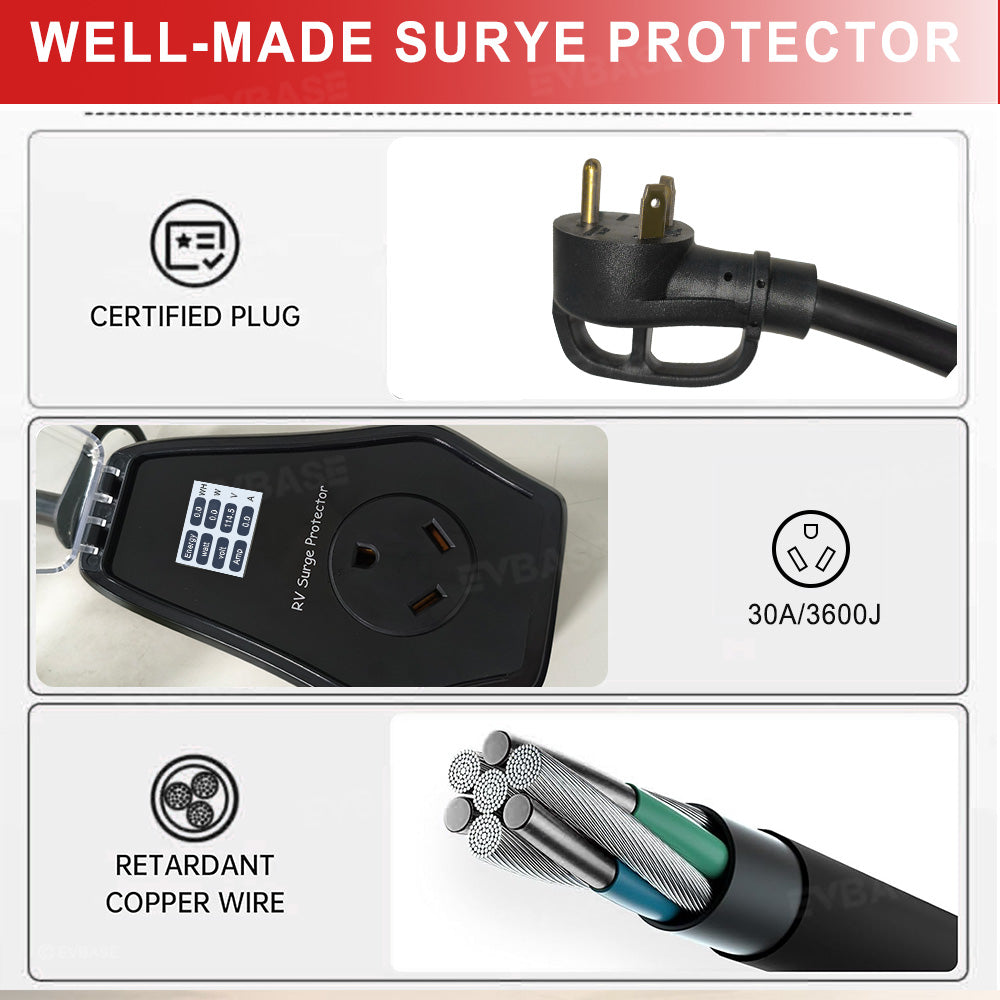 RV Surge Protector 30 Amp RV Electrical Adapter Protector