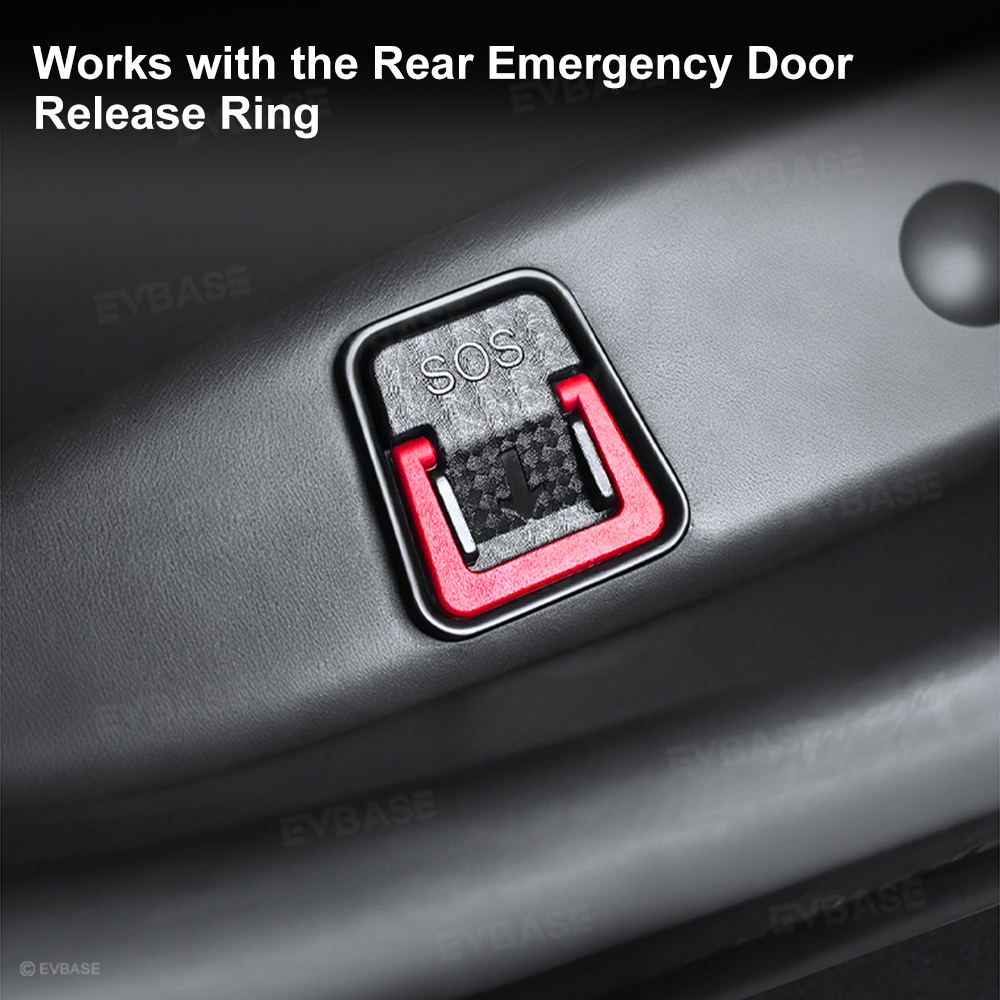 Model Y L Side Door Pocket Storage Organizer Tray with Rear Emergency Door Release Pull Handles