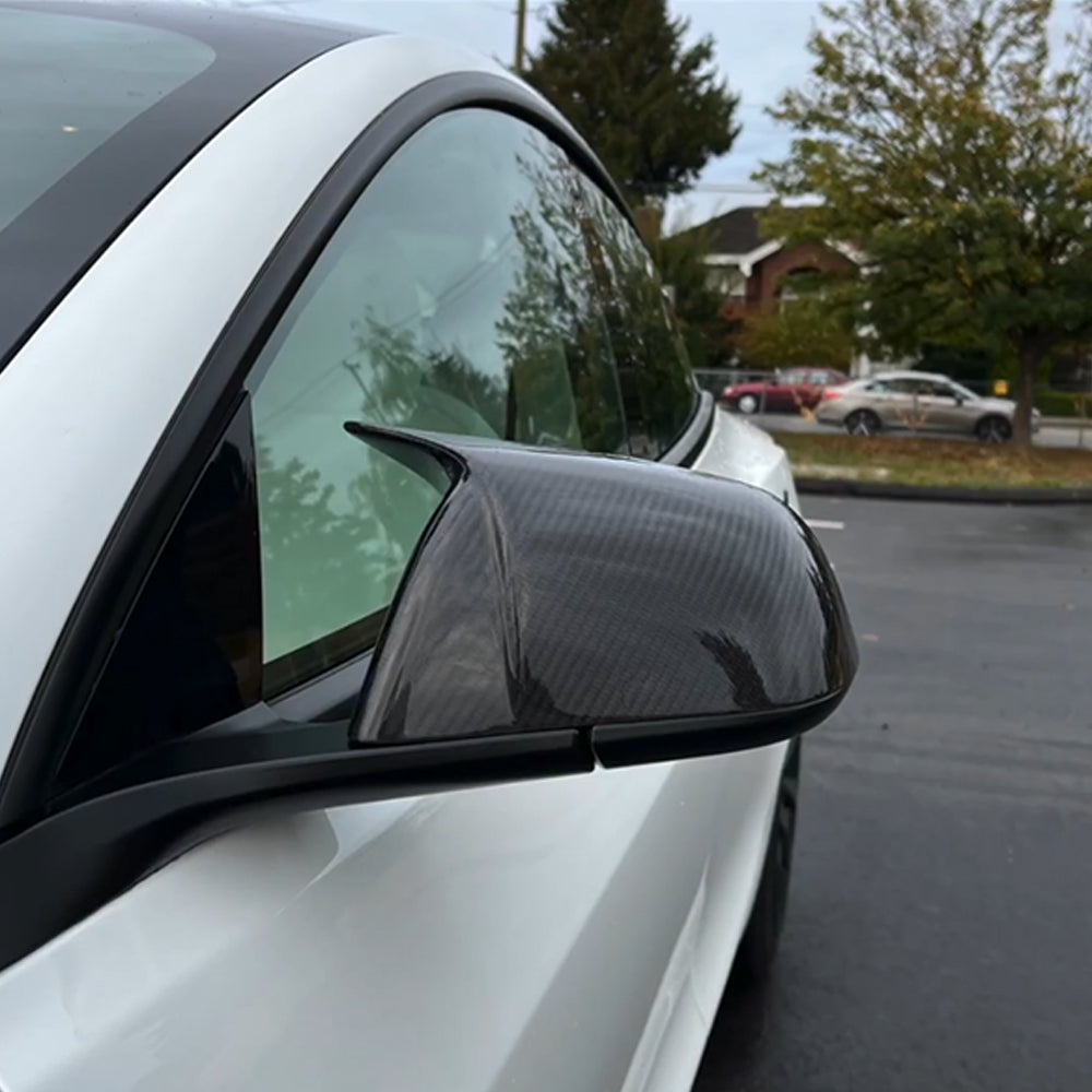 Tesla Model 3 Y Side Rearview Mirror Covers Real Carbon Fiber Cover Mo -  EVBASE-Premium EV&Tesla Accessories
