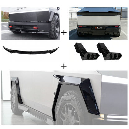 Cybertruck Body Kit Front Bumper Lip &  Fender Flares Cover & Rear Diffuser & Rear Spoiler for Tesla