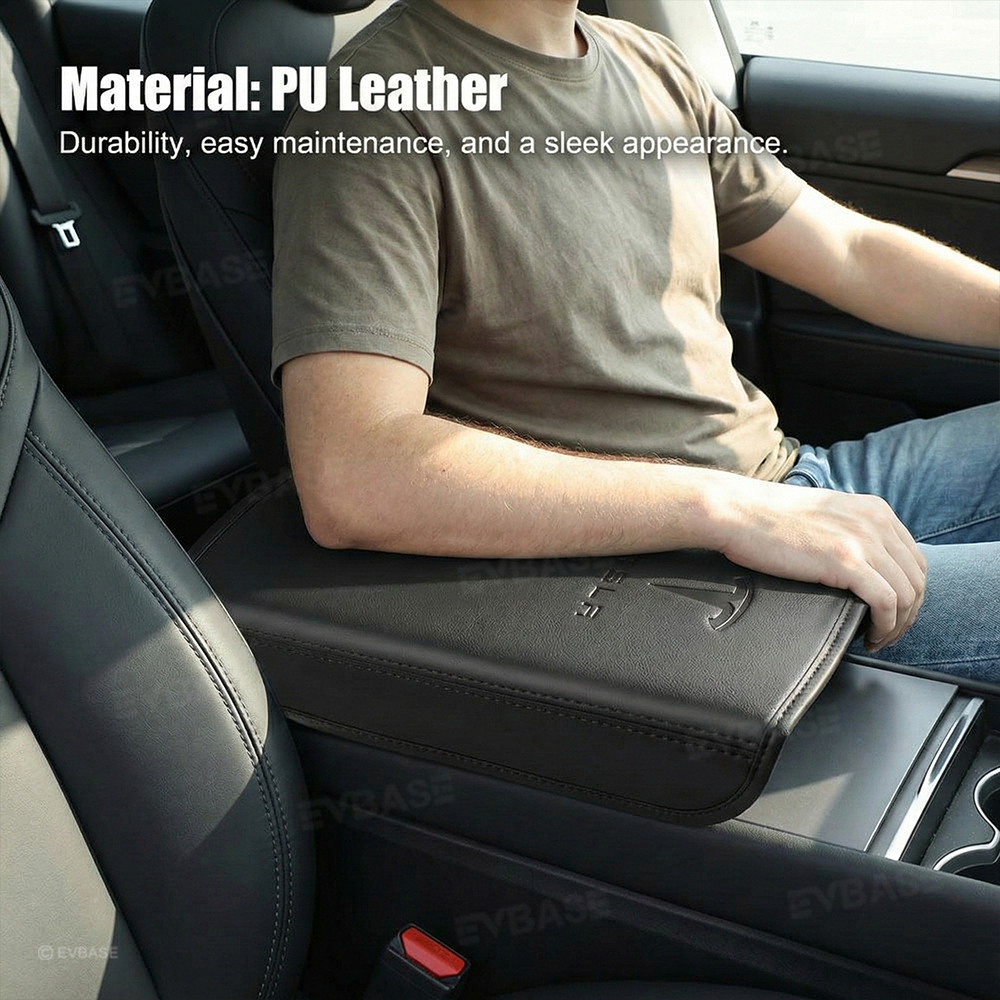 Model Y Juniper/ 3 Highland Armrest Cover PU Leather Center Console Armrest Box Cover with OEM-Style Embossed Logo for Tesla