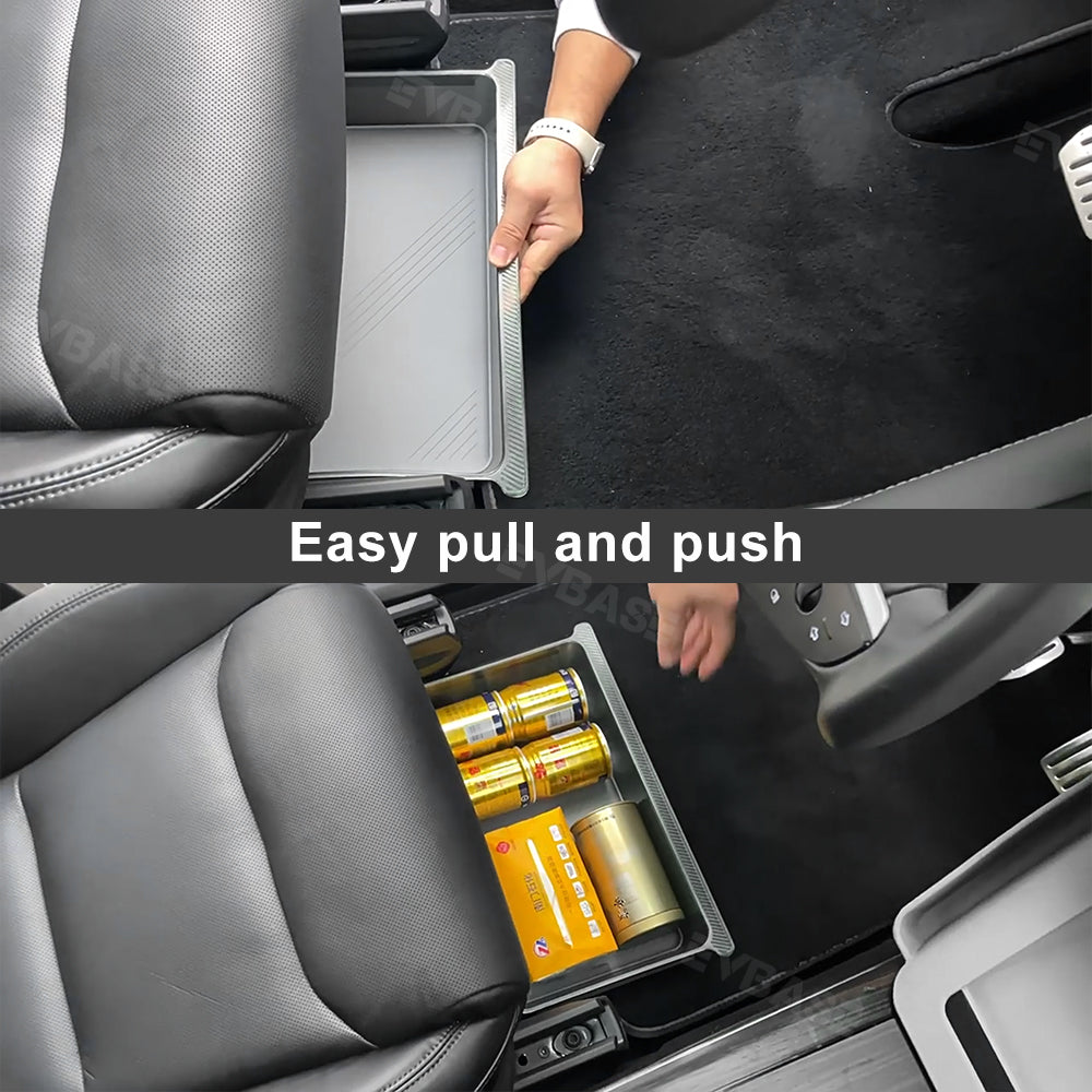 EVBASE Tesla Model X Underseat Storage Box Hidden Organizer Tray Bin
