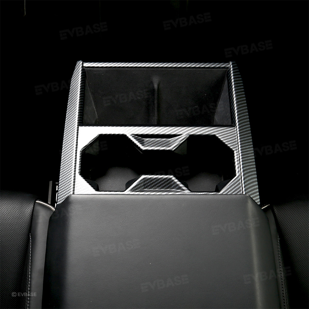 Cybertruck Center Console Cup Holder Panel Trim Cover ABS Carbon Fiber Style Protective Overlay