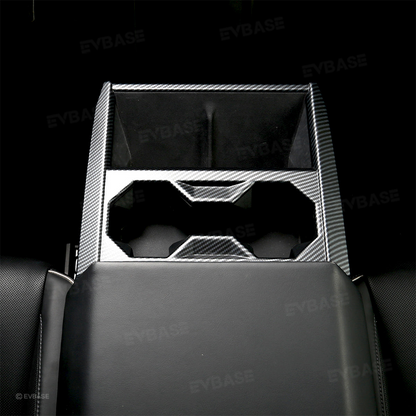 Cybertruck Center Console Cup Holder Panel Trim Cover ABS Carbon Fiber Style Protective Overlay