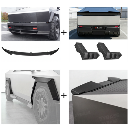 Cybertruck Body Kit Front Bumper Lip &  Fender Flares Cover & Rear Diffuser & Rear Spoiler for Tesla