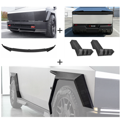 Cybertruck Body Kit Front Bumper Lip &  Fender Flares Cover & Rear Diffuser & Rear Spoiler for Tesla