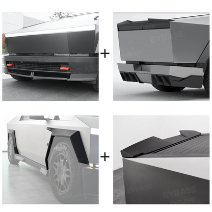 Cybertruck Body Kit Front Bumper Lip &  Fender Flares Cover & Rear Diffuser & Rear Spoiler for Tesla