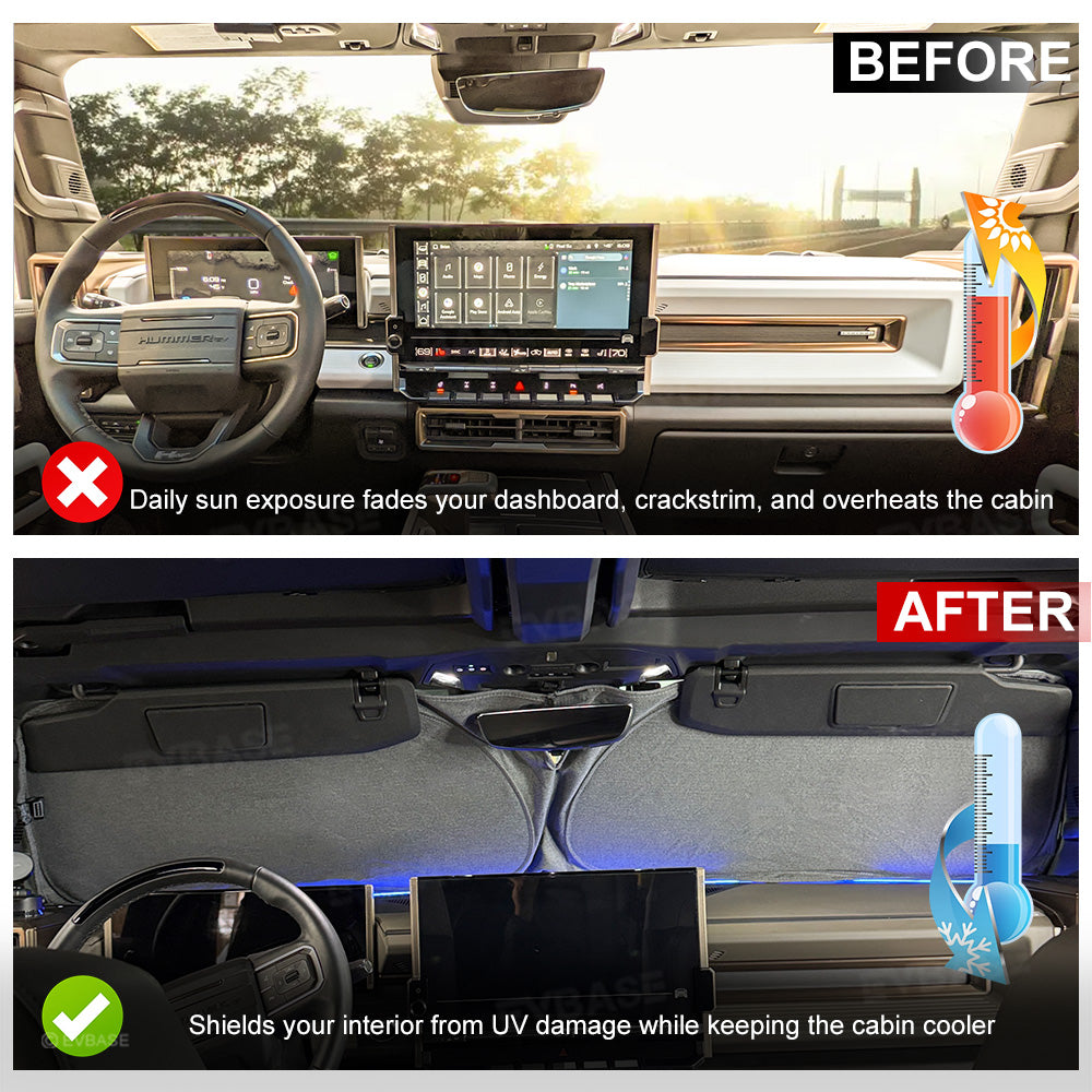 Windshield Sunshade for Hummer EV Foldable Reflective Heat Protection Front Window Sun Visor