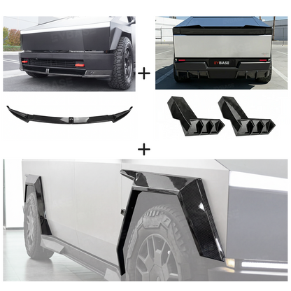 Cybertruck Body Kit Front Bumper Lip &  Fender Flares Cover & Rear Diffuser & Rear Spoiler for Tesla