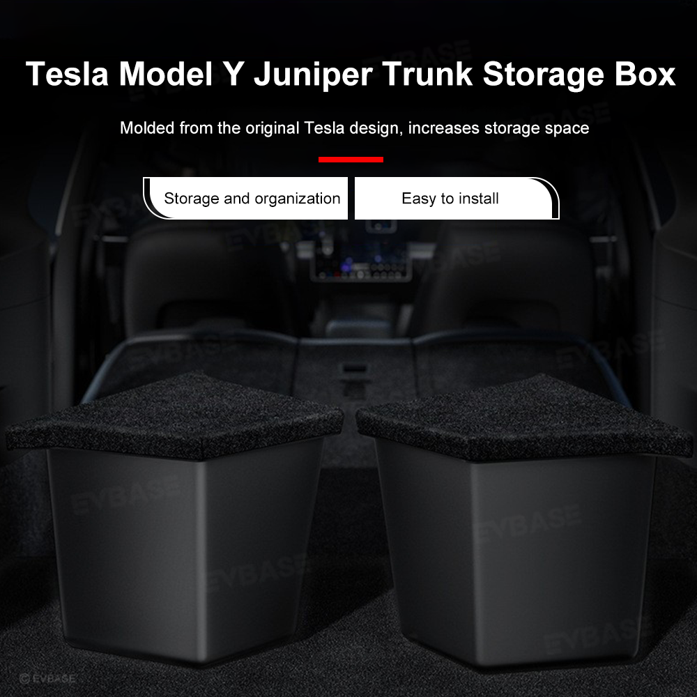 Model Y Juniper Trunk Storage Box Back Trunk Side Organizer Storage Bins Tesla Organizer